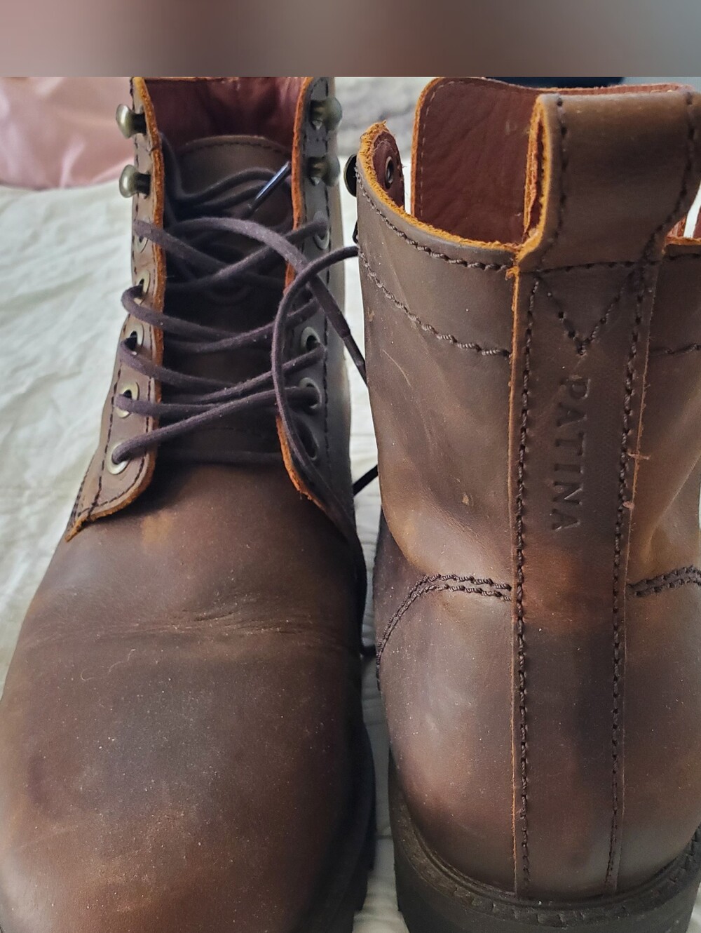 Portland Leather Patina Men's Dark Brown Lace-Up Boots